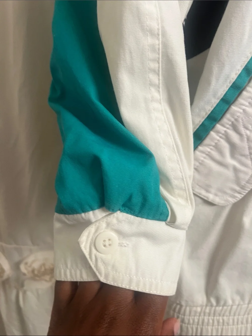Vintage  White Teal & Navy Windbreaker Jacket